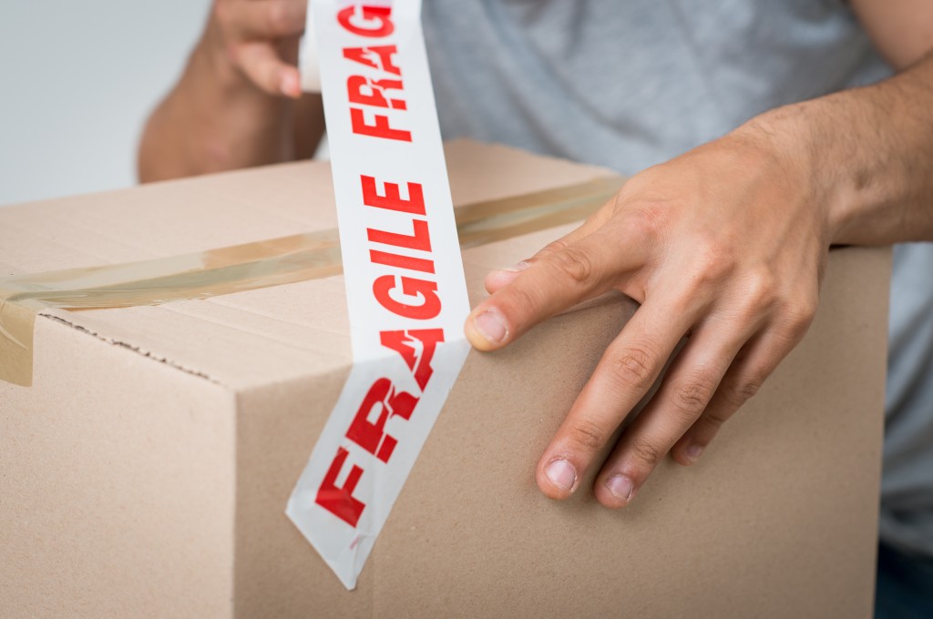 fragile tape in box